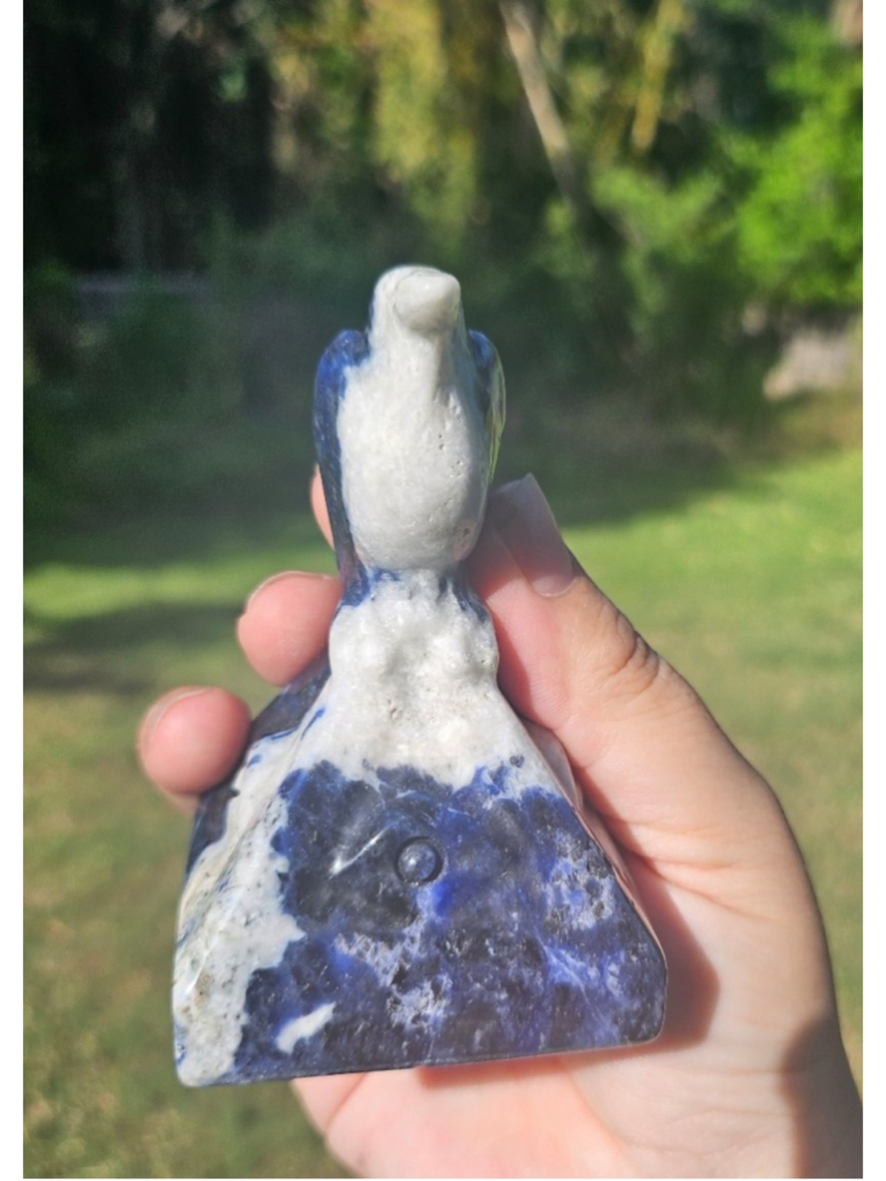 Sodalite raven on pyramid